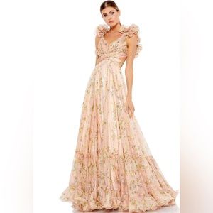 Mac Duggal: Ruffle Tiered Floral Cut-Out Chiffon Gown